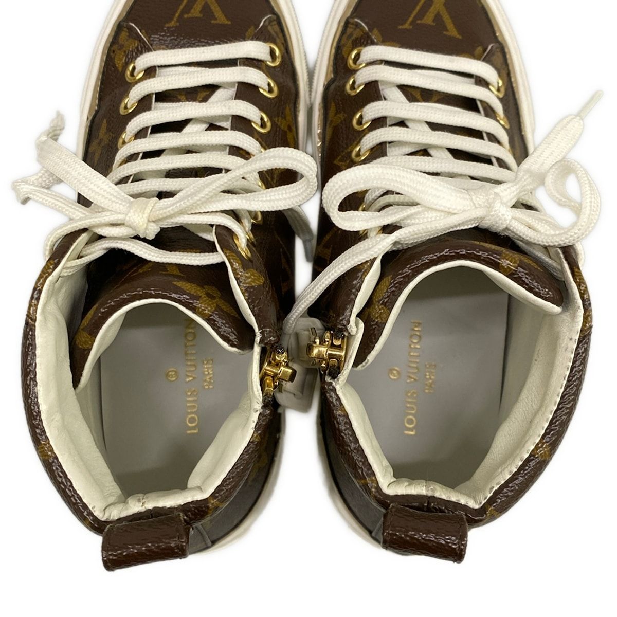 Louis Vuitton Sneakers 34.5 Stella Line Monogram Gold High Cut Leather — view 7