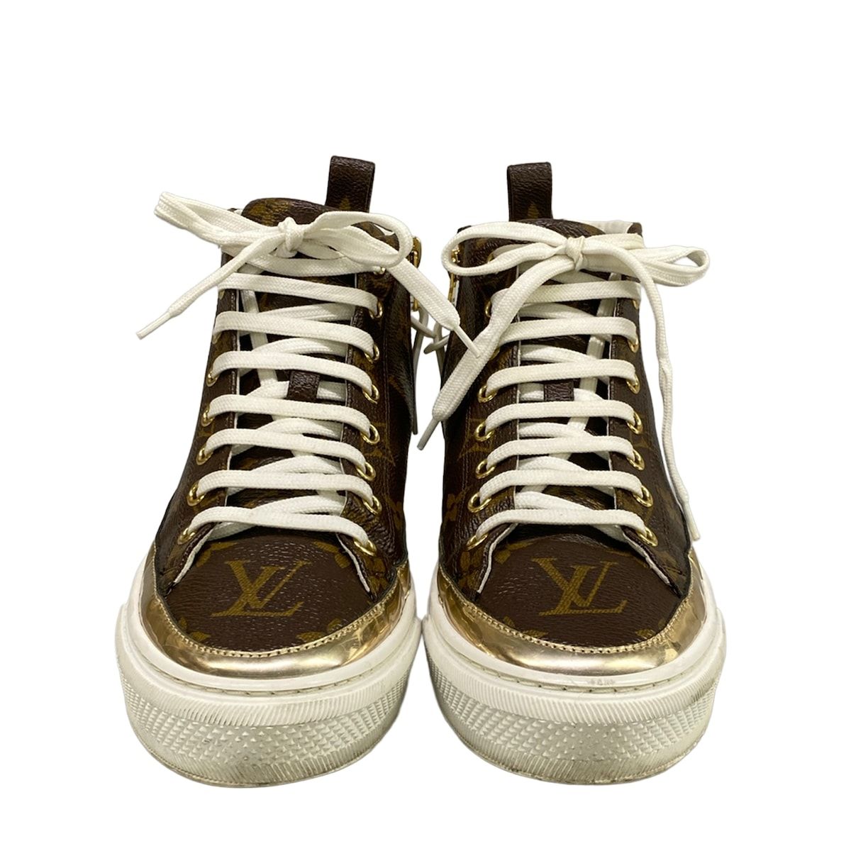Louis Vuitton Sneakers 34.5 Stella Line Monogram Gold High Cut Leather — view 5