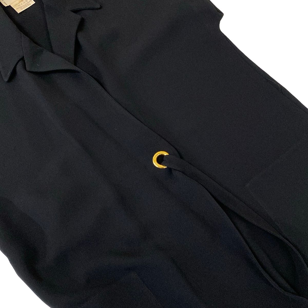 Hermes Vest 38 M Black Gold Tairokken Long Gilet Dress Silk — view 6