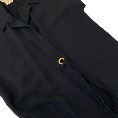 Hermes Vest 38 M Black Gold Tairokken Long Gilet Dress Silk — view 6