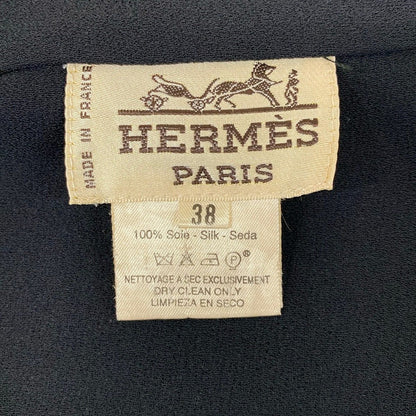 Hermes Vest 38 M Black Gold Tairokken Long Gilet Dress Silk — view 3