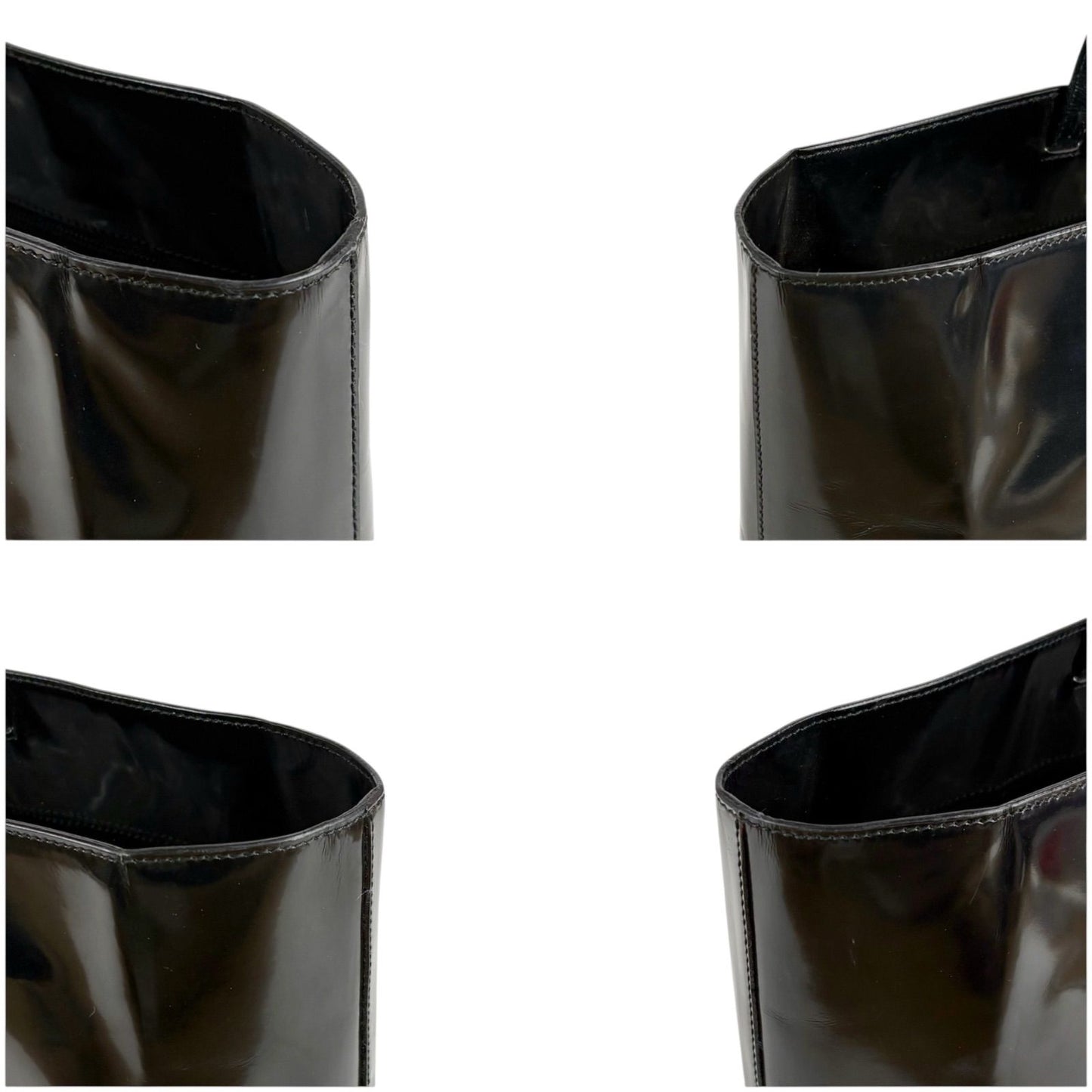Prada Mirror Calf Leather Tote Black — view 5