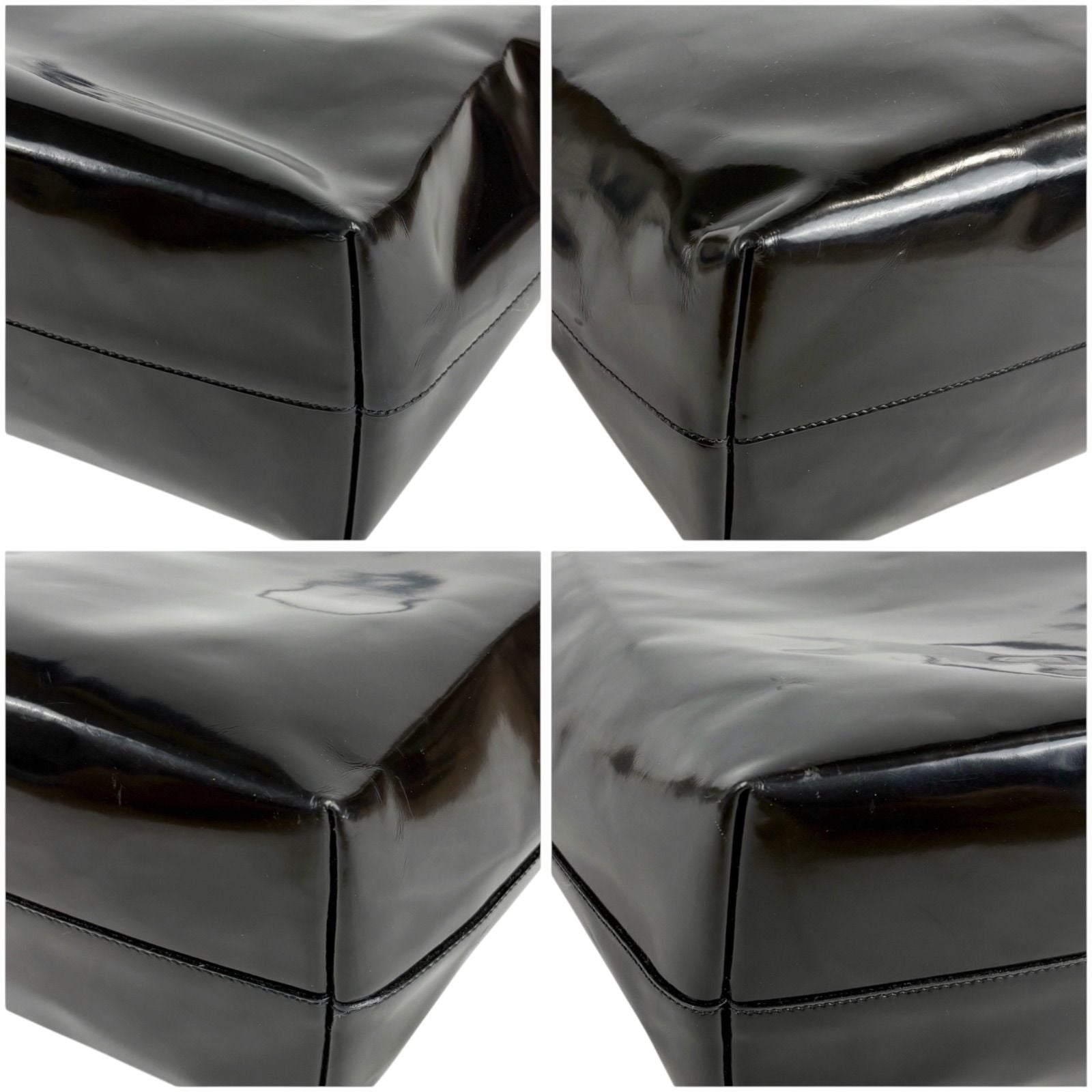 Prada Mirror Calf Leather Tote Black — view 6