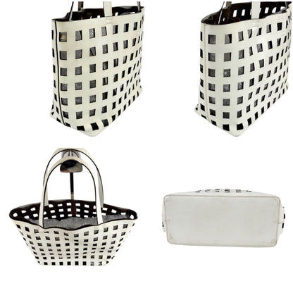 Prada Perforated Leather Mini Tote with Pouch Mirror Calf White — view 4