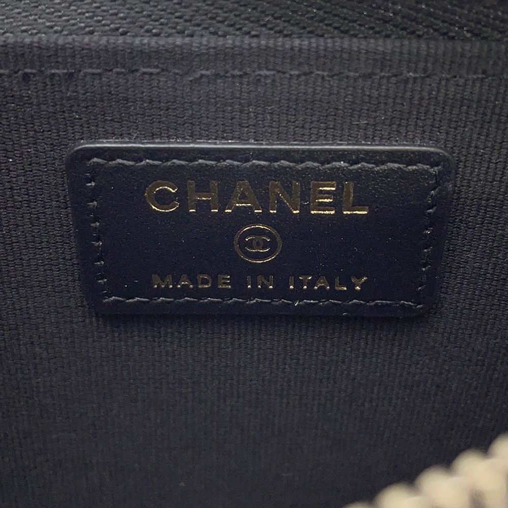Chanel Coin Case CC Logo Fragment Caviar Leather Wallet Black — view 5