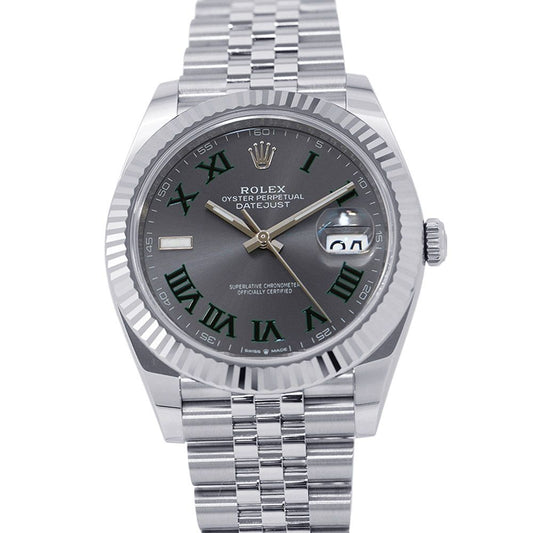 Rolex Datejust 41 SS 18k White Gold Roulette Watch Calf Dial