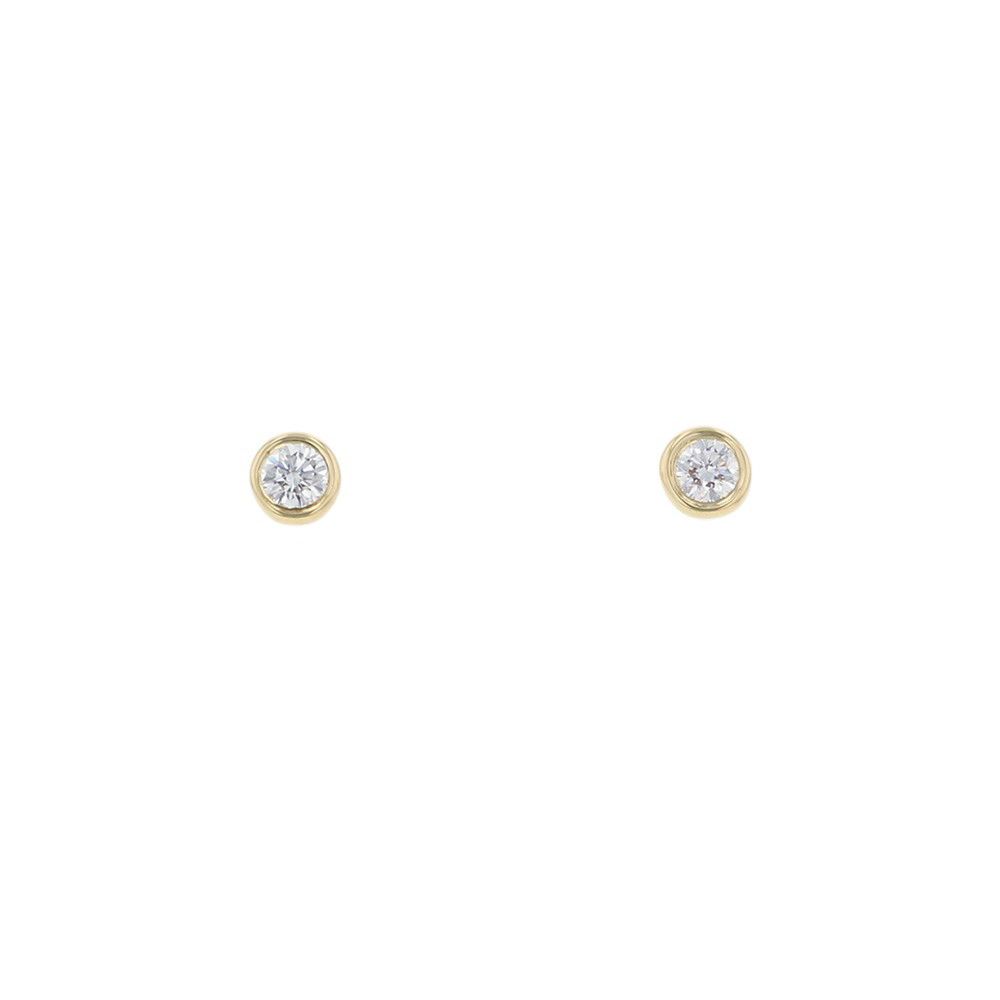 Tiffany & Co Earrings Elsa Peretti by the Yard Diamond Total 18k Yellow Gold