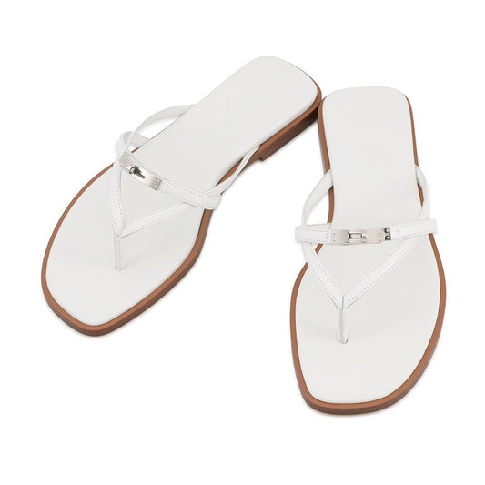Hermes Sandals Miss Kelly Buckle Calf 36 Shoes White