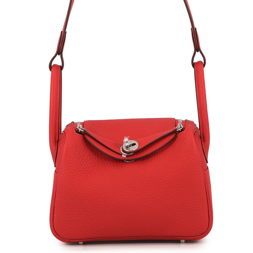 Hermes Lindy Mini le Jura du Silver Taurillon Clemence 2-Way Shoulder