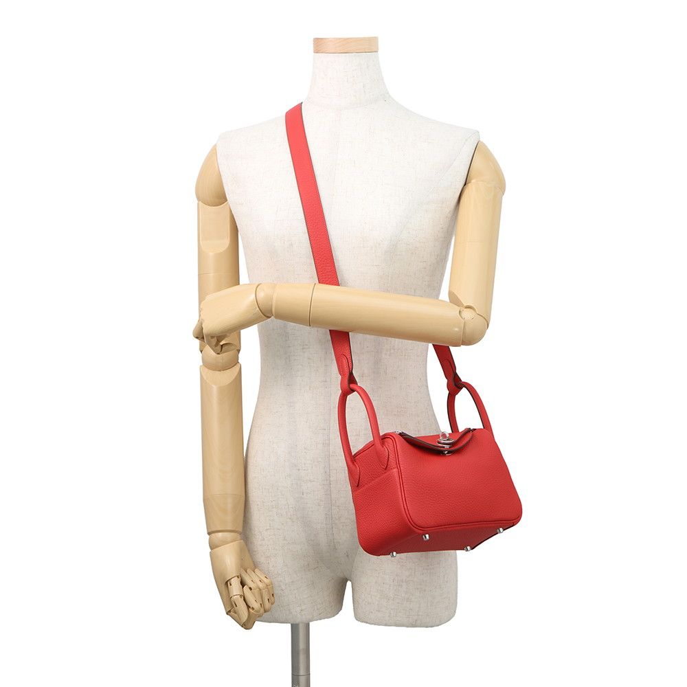 Hermes Lindy Mini le Jura du Silver Taurillon Clemence 2-Way Shoulder — view 4