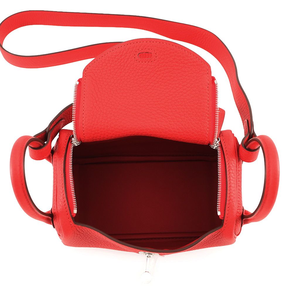 Hermes Lindy Mini le Jura du Silver Taurillon Clemence 2-Way Shoulder — view 5