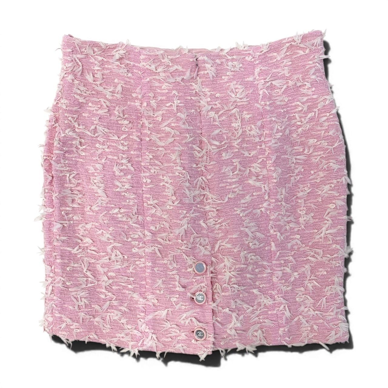 Chanel Boutique Fancy Tweed Jacket 4 Pockets CC Logo Mila Button Pink — view 7