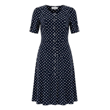 Saint Laurent Retro Dress Shirt Dot Pattern Polka Dot 38 Navy Cotton