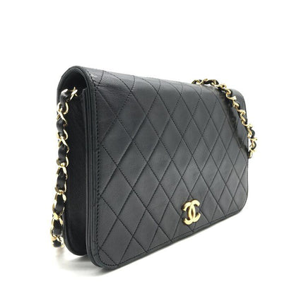 Chanel CC Logo Quilted Push Lock Chain Shoulder Bag Black Purse — view 2