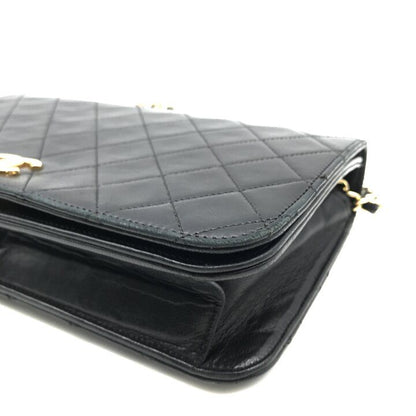 Chanel CC Logo Quilted Push Lock Chain Shoulder Bag Black Purse — view 6
