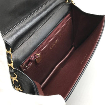 Chanel CC Logo Quilted Push Lock Chain Shoulder Bag Black Purse — view 9