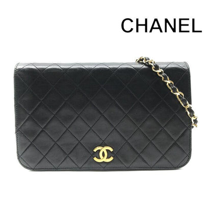 Chanel CC Logo Quilted Push Lock Chain Shoulder Bag Black Purse