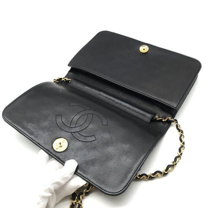 Chanel CC Logo Quilted Push Lock Chain Shoulder Bag Black Purse — view 8