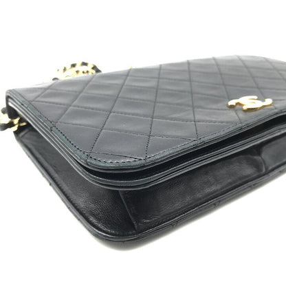 Chanel CC Logo Quilted Push Lock Chain Shoulder Bag Black Purse — view 5