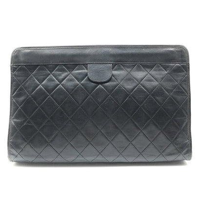 Chanel CC Logo Quilted Leather Clutch Black — view 3