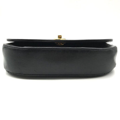 Chanel CC Logo Half Moon Turnlock Leather Chain Shoulder Bag Black — view 3