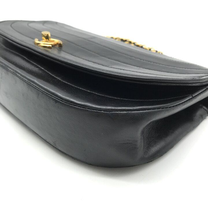 Chanel CC Logo Half Moon Turnlock Leather Chain Shoulder Bag Black — view 5