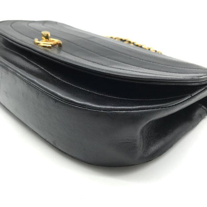 Chanel CC Logo Half Moon Turnlock Leather Chain Shoulder Bag Black — view 5