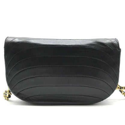 Chanel CC Logo Half Moon Turnlock Leather Chain Shoulder Bag Black — view 2