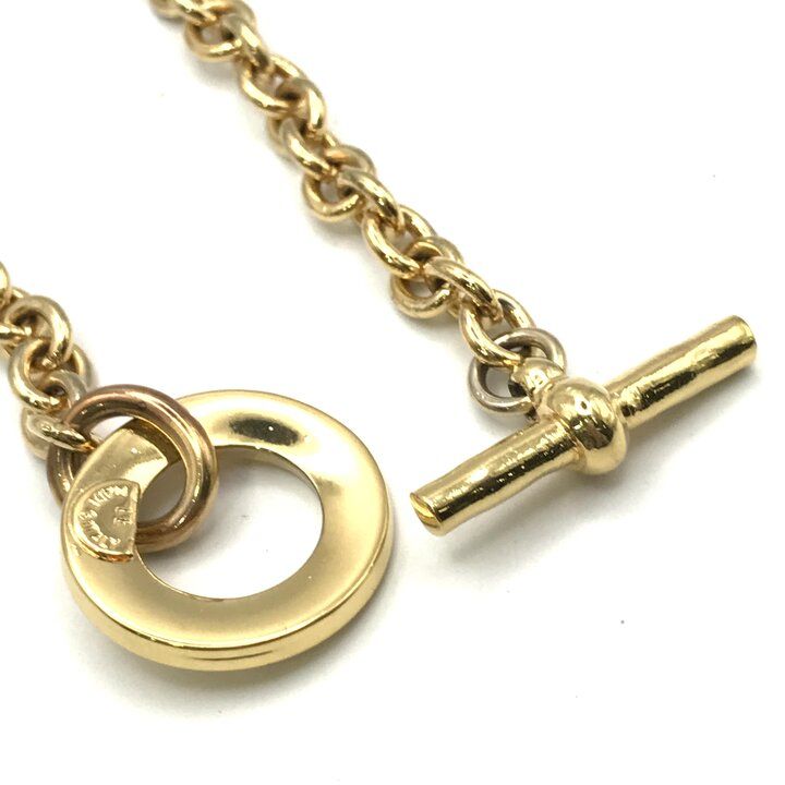 Celine Vintage Chain Necklace Musical Note Circle Gold — view 6