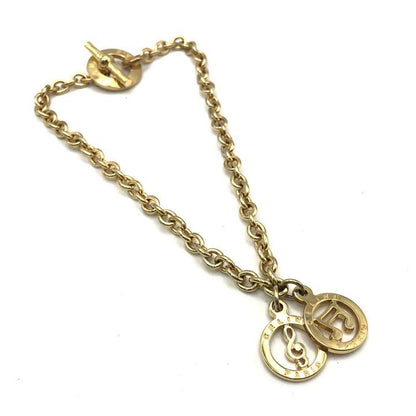 Celine Vintage Chain Necklace Musical Note Circle Gold — view 2