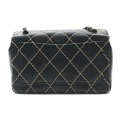 Chanel CC Logo Wild Stitch Chain Shoulder Bag Leather Black — view 2