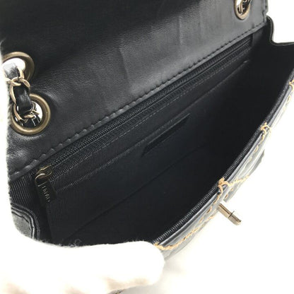 Chanel CC Logo Wild Stitch Chain Shoulder Bag Leather Black — view 8
