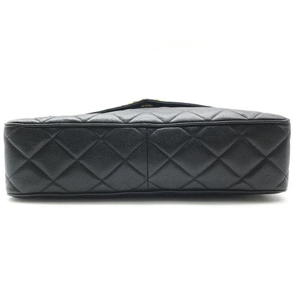Chanel CC Logo Jumbo CC Quilted Chain Shoulder Bag Caviar Leather Black — view 4