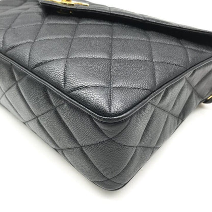 Chanel CC Logo Jumbo CC Quilted Chain Shoulder Bag Caviar Leather Black — view 6
