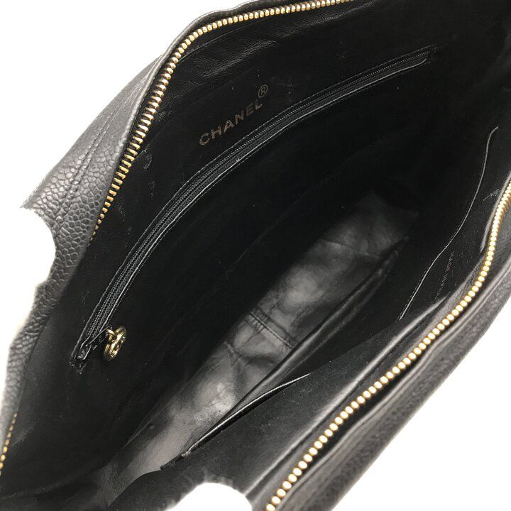 Chanel CC Logo Jumbo CC Quilted Chain Shoulder Bag Caviar Leather Black — view 8