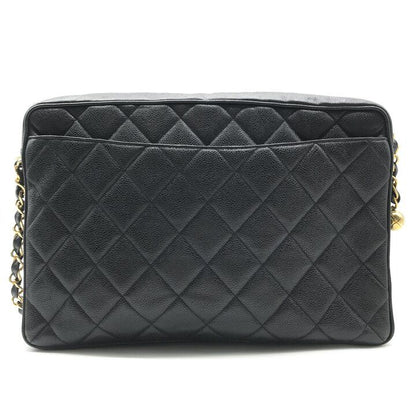 Chanel CC Logo Jumbo CC Quilted Chain Shoulder Bag Caviar Leather Black — view 3
