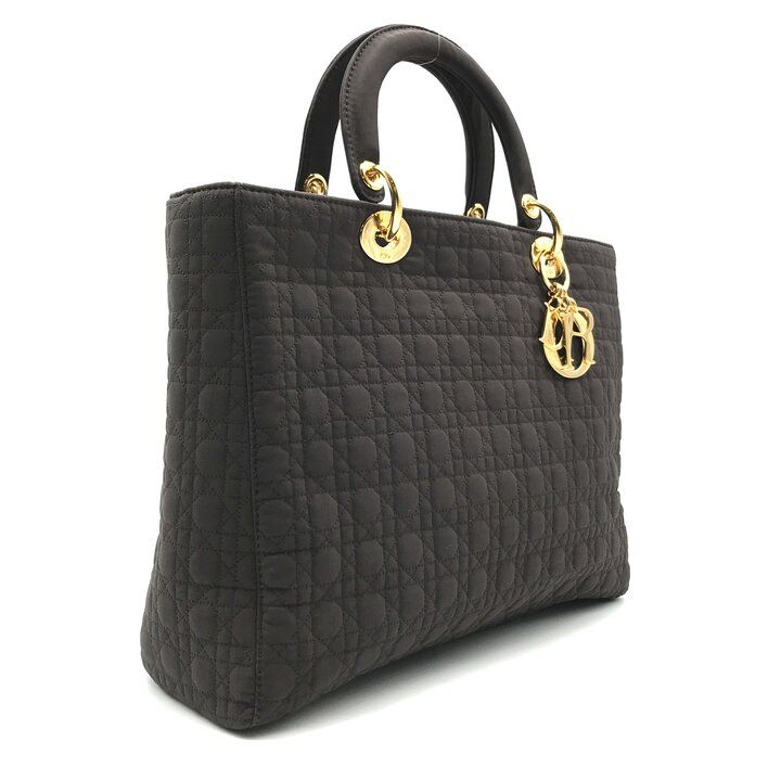 Dior Lady Cannage Nylon Hand Purse Brown — view 2