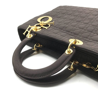 Dior Lady Cannage Nylon Hand Purse Brown — view 7