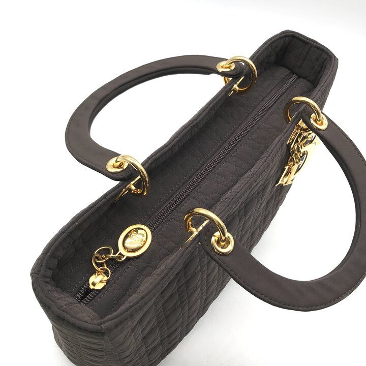 Dior Lady Cannage Nylon Hand Purse Brown — view 8