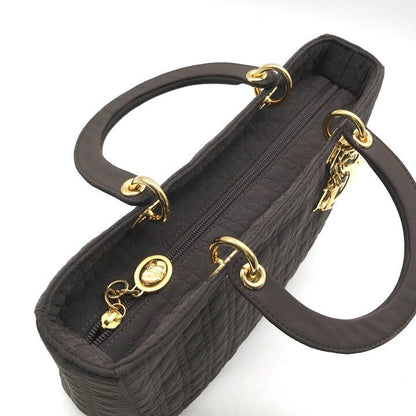 Dior Lady Cannage Nylon Hand Purse Brown — view 8