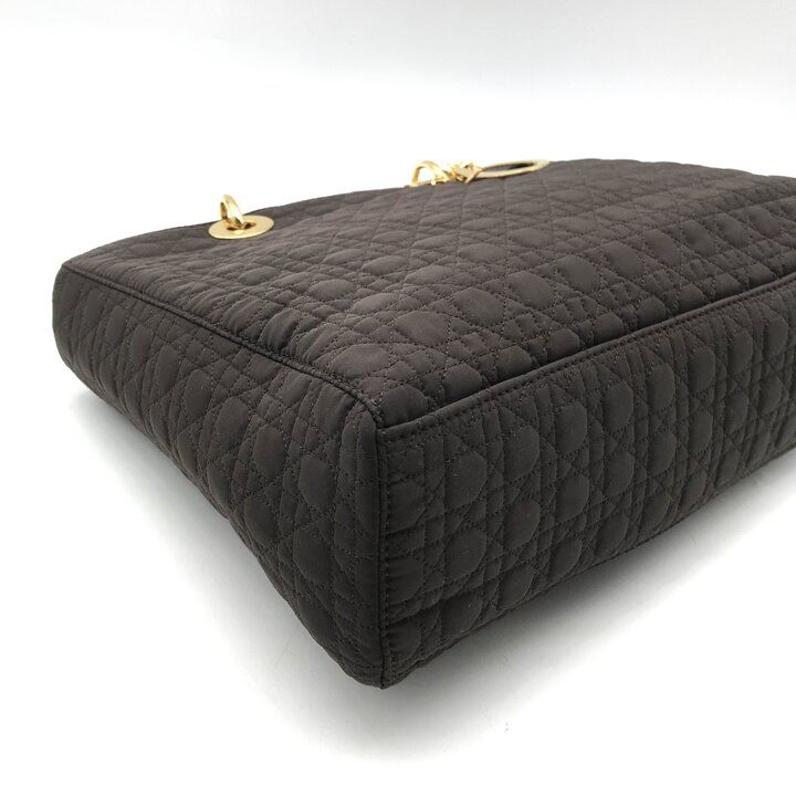 Dior Lady Cannage Nylon Hand Purse Brown — view 5
