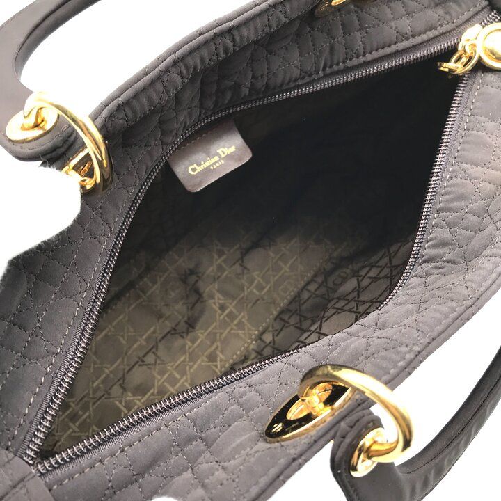 Dior Lady Cannage Nylon Hand Purse Brown — view 9