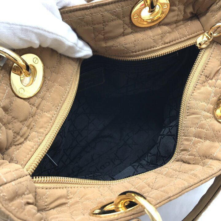 Dior Lady Cannage Nylon Hand Purse Brown — view 9