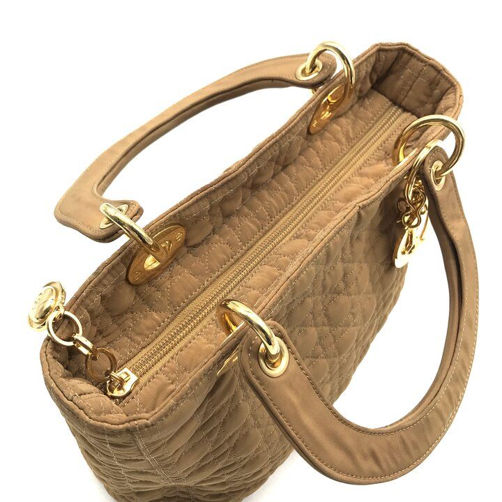 Dior Lady Cannage Nylon Hand Purse Brown — view 8