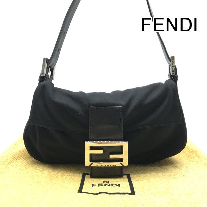 Fendi Cotton Bucket Shoulder Bag Black Purse