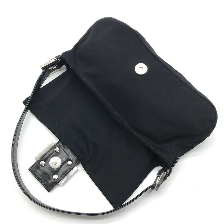 Fendi Cotton Bucket Shoulder Bag Black Purse — view 7