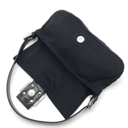 Fendi Cotton Bucket Shoulder Bag Black Purse — view 7