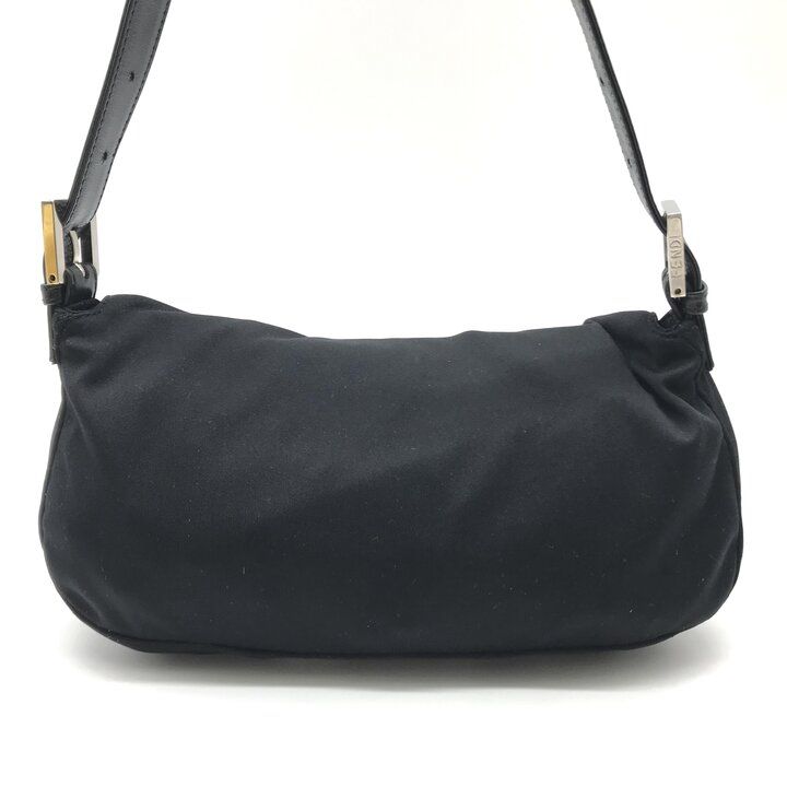 Fendi Cotton Bucket Shoulder Bag Black Purse — view 2
