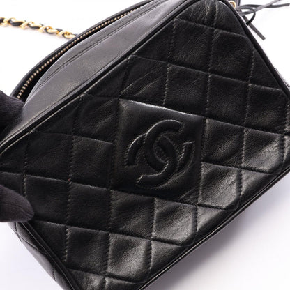 Chanel Shoulder Bag Diamond Stitch Mini Tassel Black Lambskin Quilted Fringe — view 8