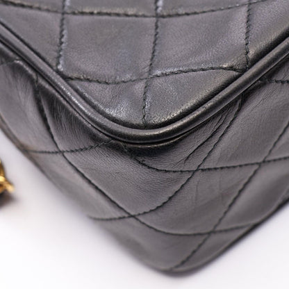 Chanel Shoulder Bag Diamond Stitch Mini Tassel Black Lambskin Quilted Fringe — view 6